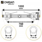 Transmission cardan agricole 75 Cv 1 mt Benzi avec embrayage